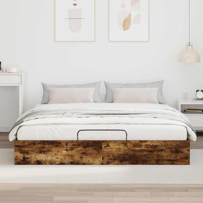 Ottoman Bed Frame Smoked Oak 203 x 180 x 25 cm Engineered Wood