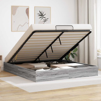 Ottoman Bed Frame Grey Sonoma 203 x 180 x 25 cm Engineered Wood