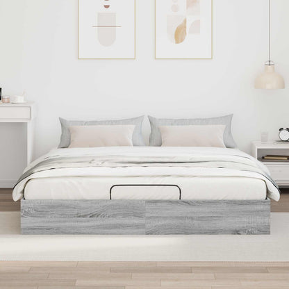 Ottoman Bed Frame Grey Sonoma 203 x 180 x 25 cm Engineered Wood