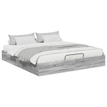 Ottoman Bed Frame Grey Sonoma 203 x 180 x 25 cm Engineered Wood