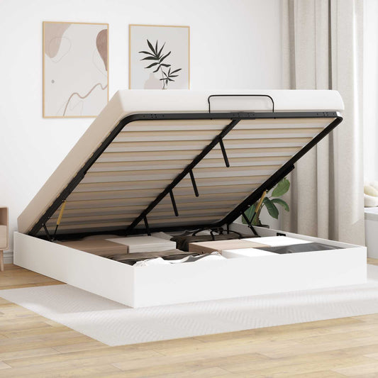 Ottoman Bed Frame White 203 x 160 x 25 cm Engineered Wood