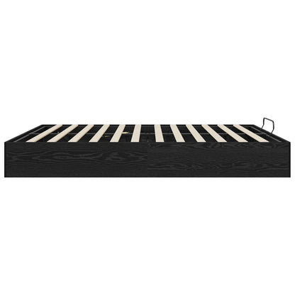Ottoman Bed Frame Black Oak 203 x 160 x 25 cm Engineered Wood