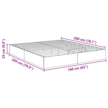 Ottoman Bed Frame Black Oak 203 x 160 x 25 cm Engineered Wood