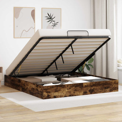 Ottoman Bed Frame Smoked Oak 203 x 160 x 25 cm Engineered Wood
