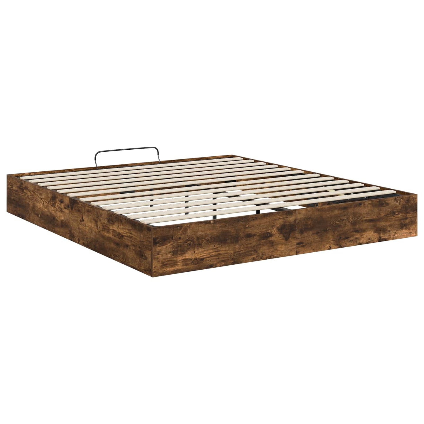 Ottoman Bed Frame Smoked Oak 203 x 160 x 25 cm Engineered Wood