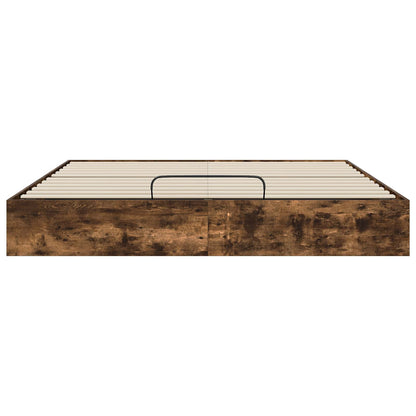 Ottoman Bed Frame Smoked Oak 203 x 160 x 25 cm Engineered Wood