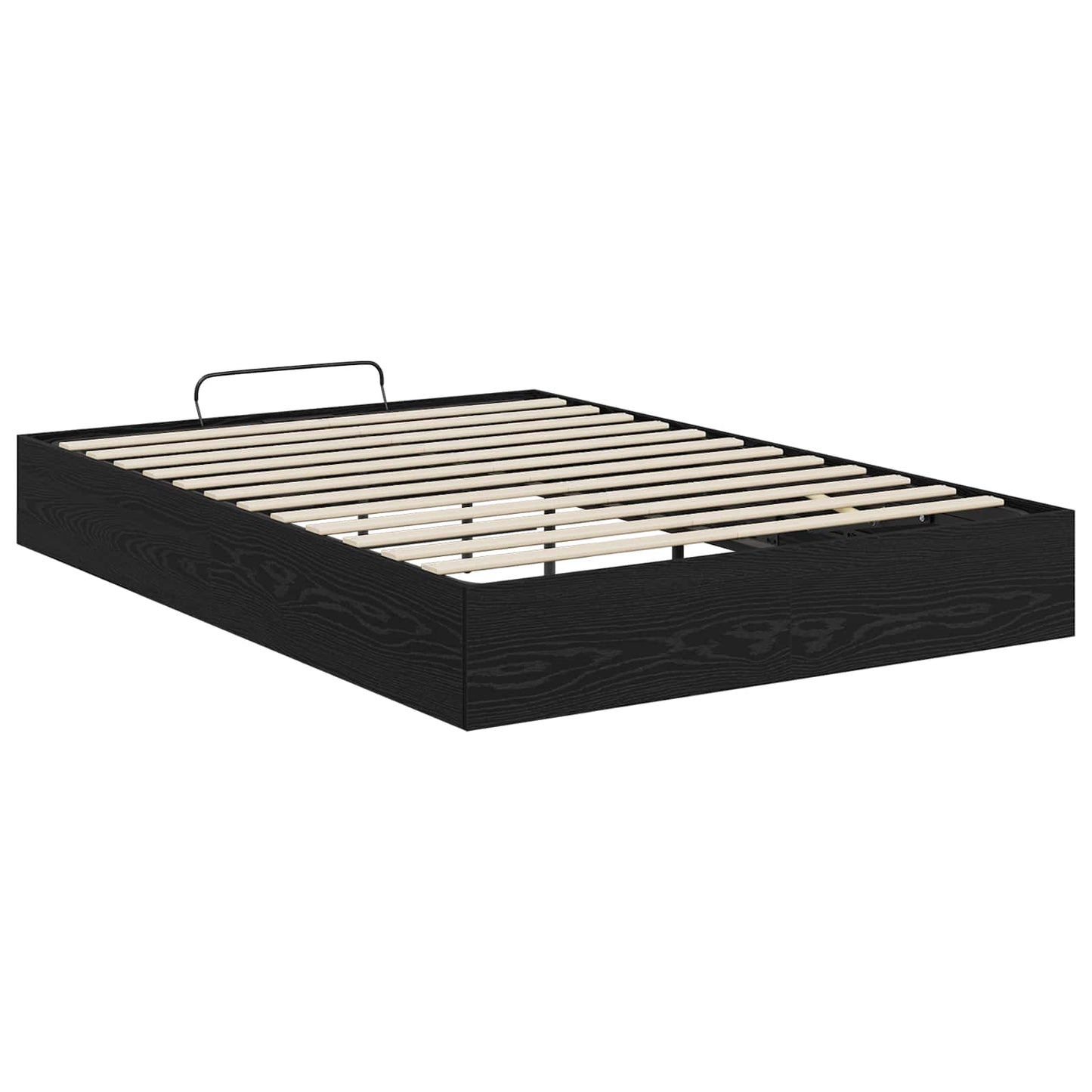 Ottoman Bed Frame Black Oak 203 x 140 x 25 cm Engineered Wood