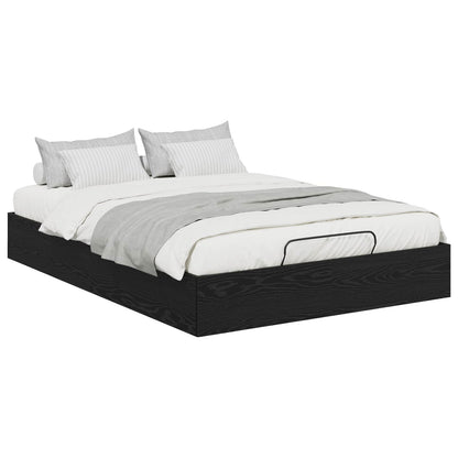 Ottoman Bed Frame Black Oak 203 x 140 x 25 cm Engineered Wood