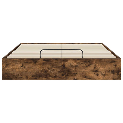 Ottoman Bed Frame Smoked Oak 203 x 140 x 25 cm Engineered Wood