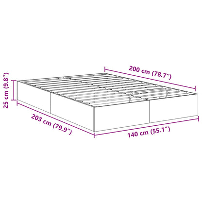 Ottoman Bed Frame Grey Sonoma 203 x 140 x 25 cm Engineered Wood