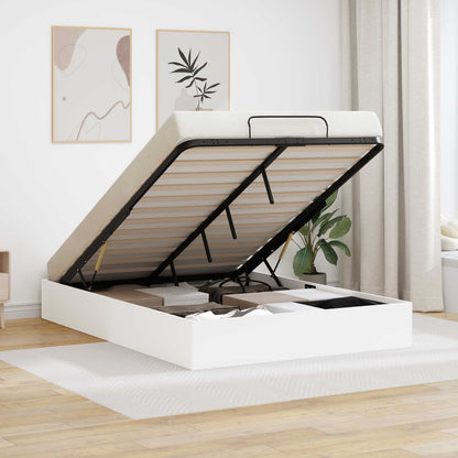 Ottoman Bed Frame White 203 x 120 x 25 cm Engineered Wood