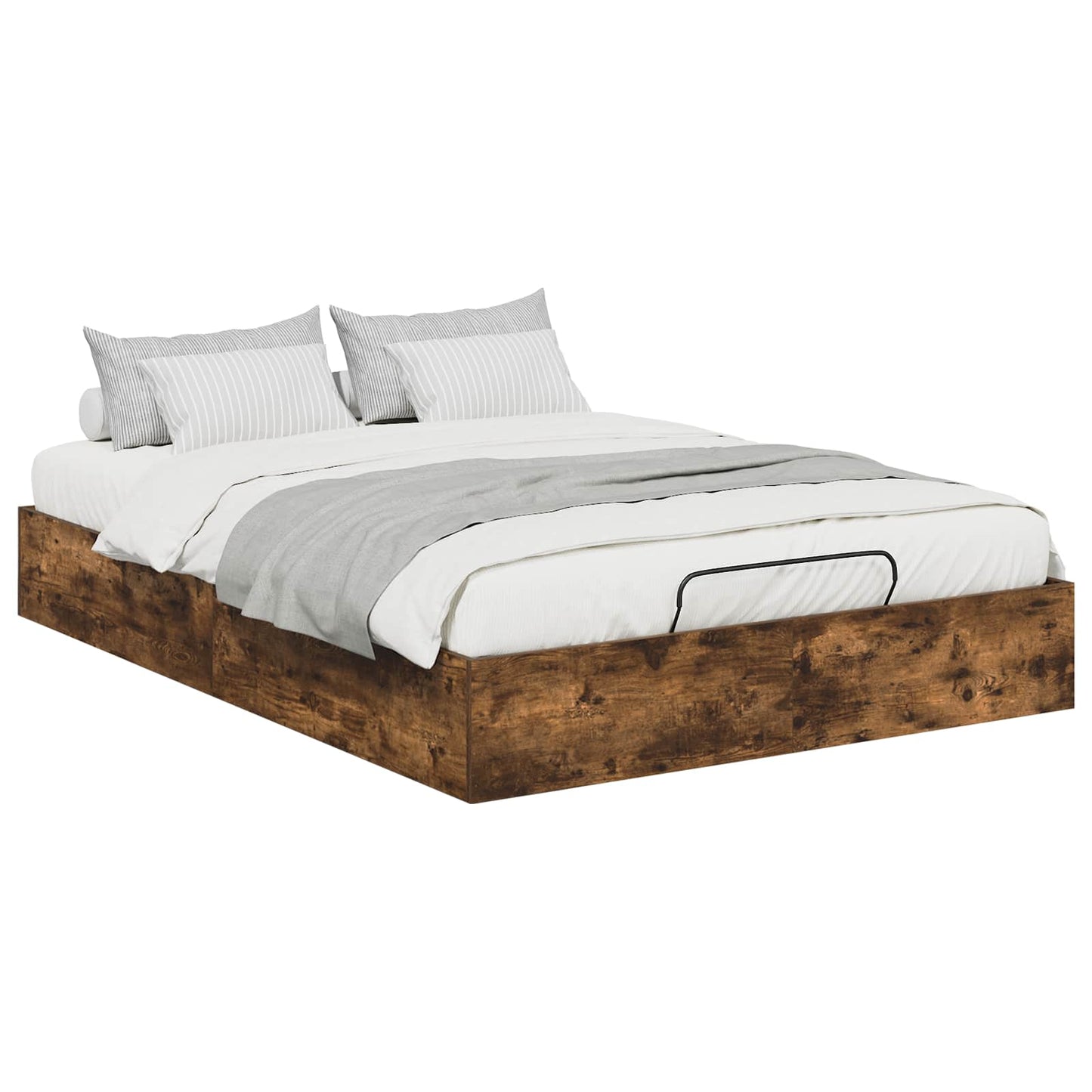 Ottoman Bed Frame Smoked Oak 203 x 120 x 25 cm Engineered Wood