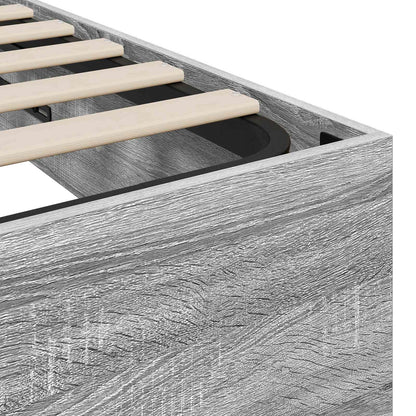 Ottoman Bed Frame Grey Sonoma 203 x 120 x 25 cm Engineered Wood