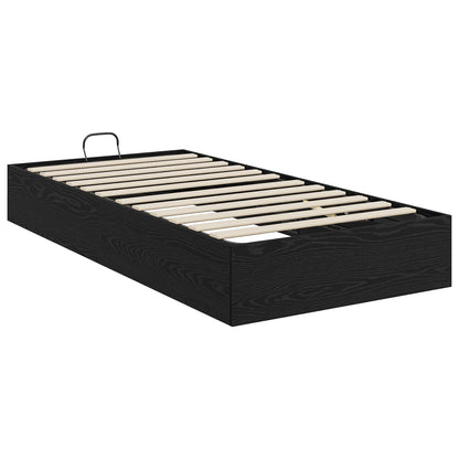 Ottoman Bed Frame Black Oak 203 x 90 x 25 cm Engineered Wood