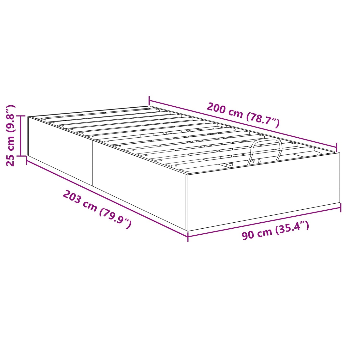 Ottoman Bed Frame Artisan Oak 90 x 200 cm Engineered Wood