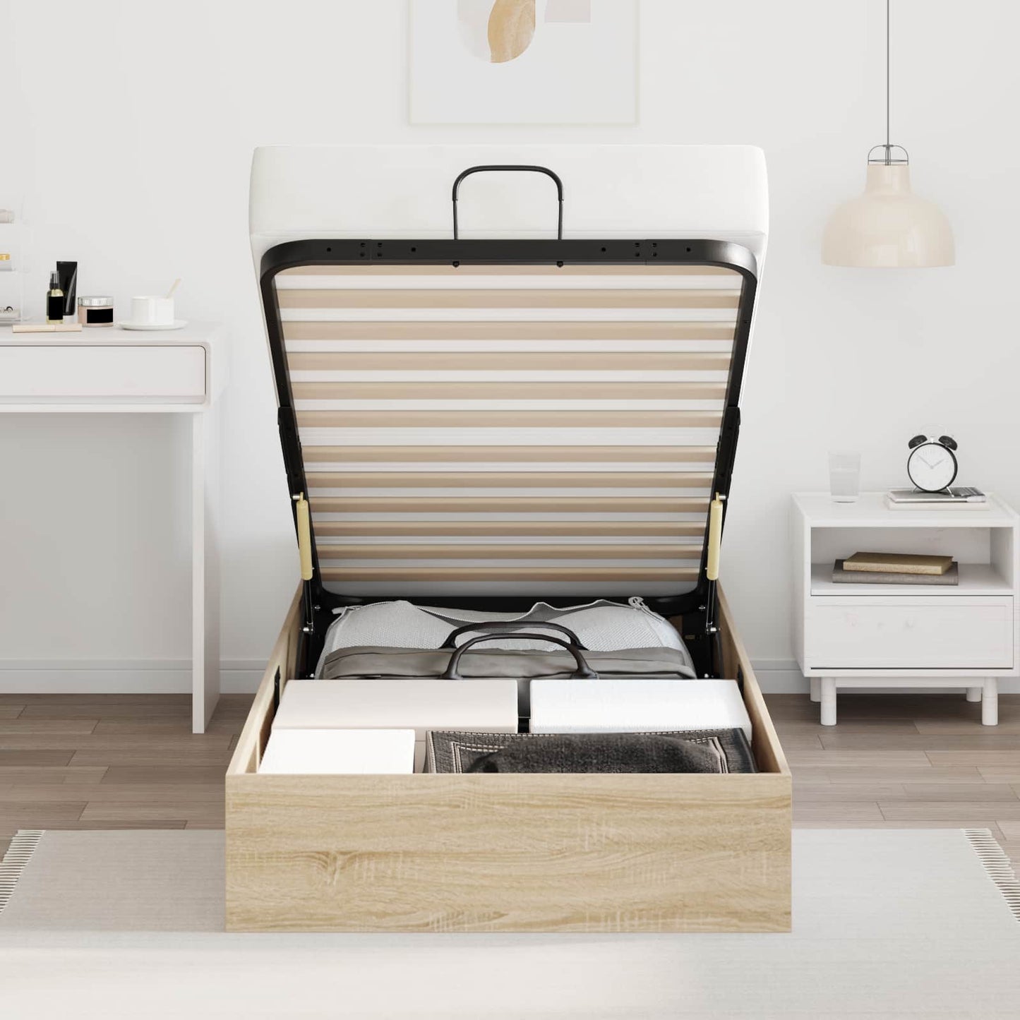 Ottoman Bed Frame Sonoma Oak 203 x 80.5 x 25 cm Engineered Wood