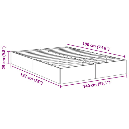 Ottoman Bed Frame Black Oak 193 x 140 x 25 cm Engineered Wood