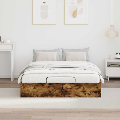 Ottoman Bed Frame Smoked Oak 193 x 140 x 25 cm Engineered Wood