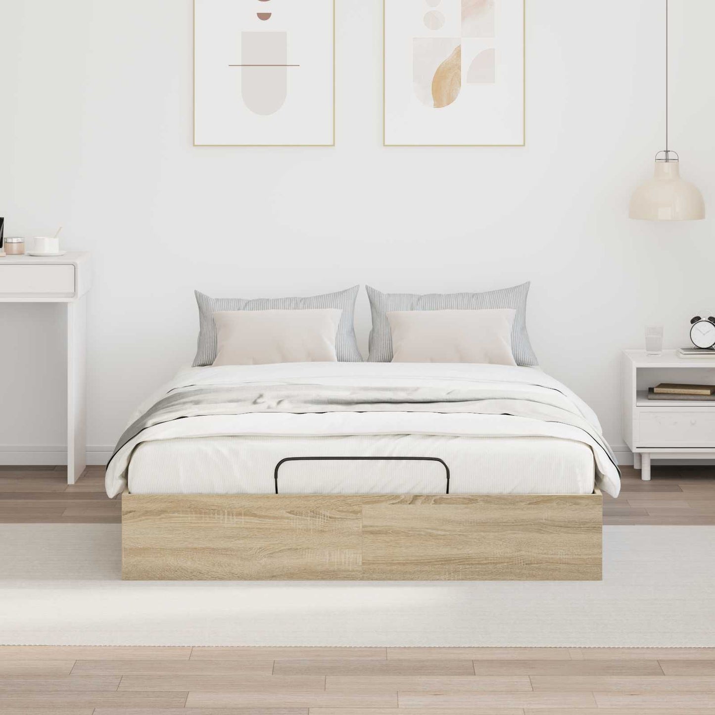Ottoman Bed Frame Sonoma Oak 193 x 135 x 25 cm Engineered Wood