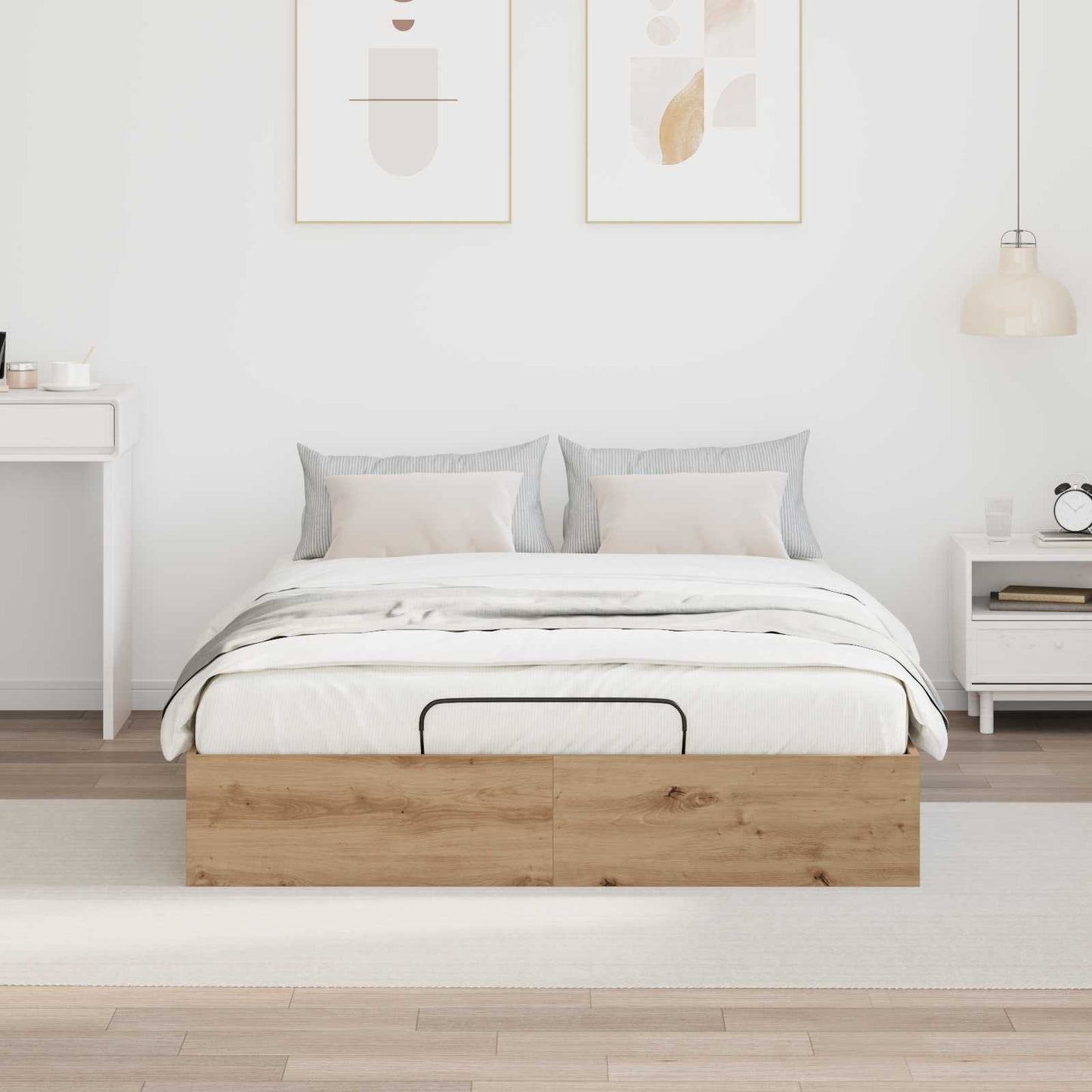 Ottoman Bed Frame Artisan Oak 135 x 190 cm Engineered Wood