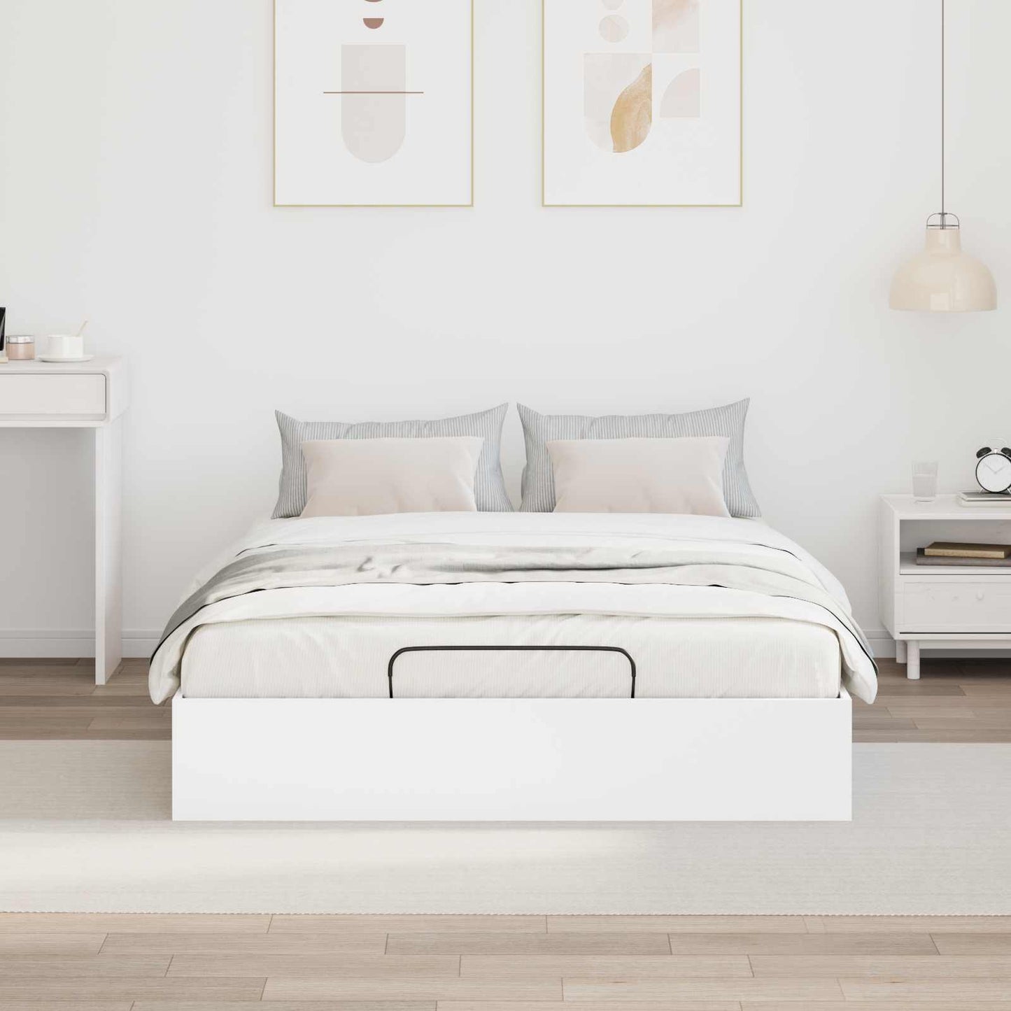 Ottoman Bed Frame White 193 x 120 x 25 cm Engineered Wood