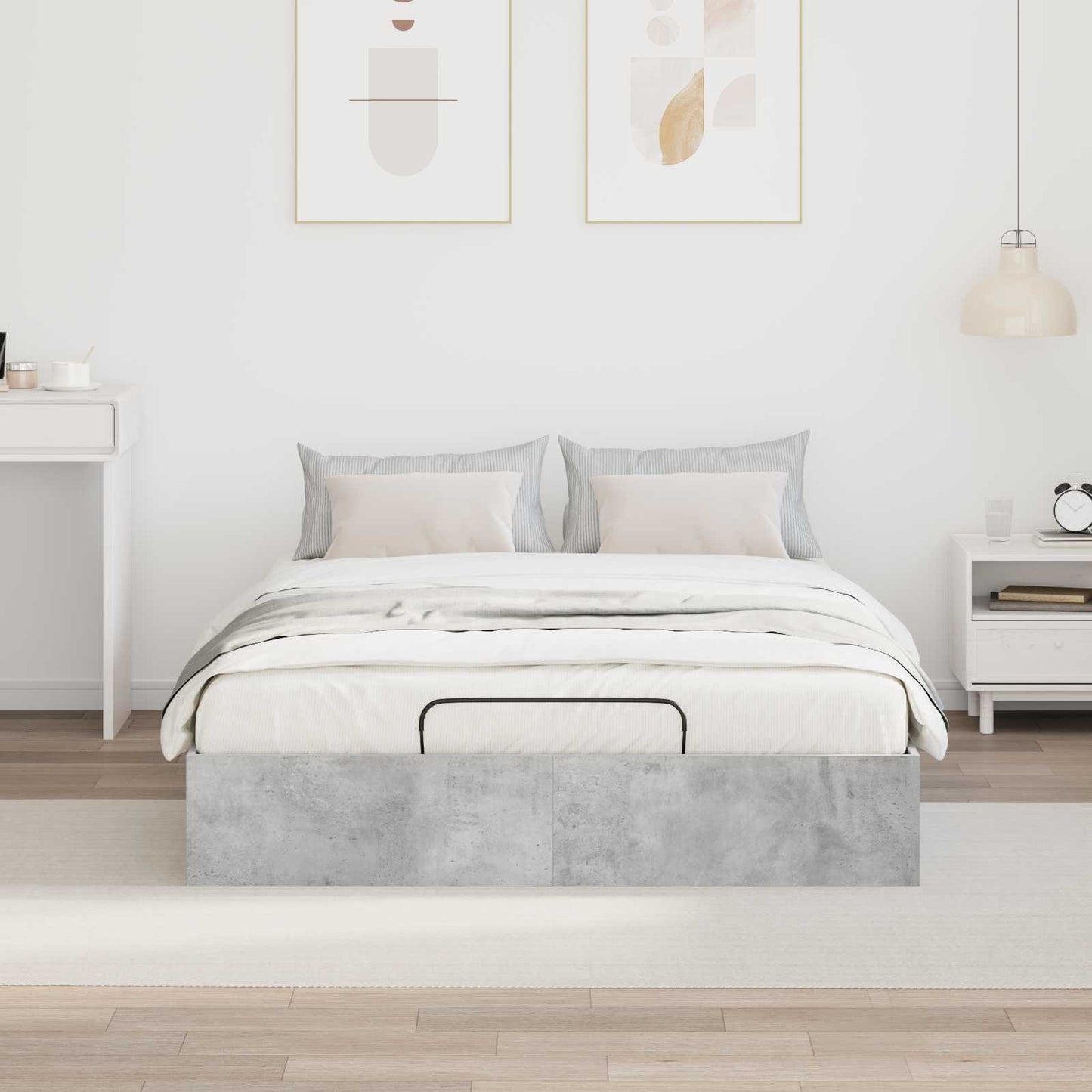 Ottoman Bed Frame Concrete Grey 120 x 190 cm Engineered Wood