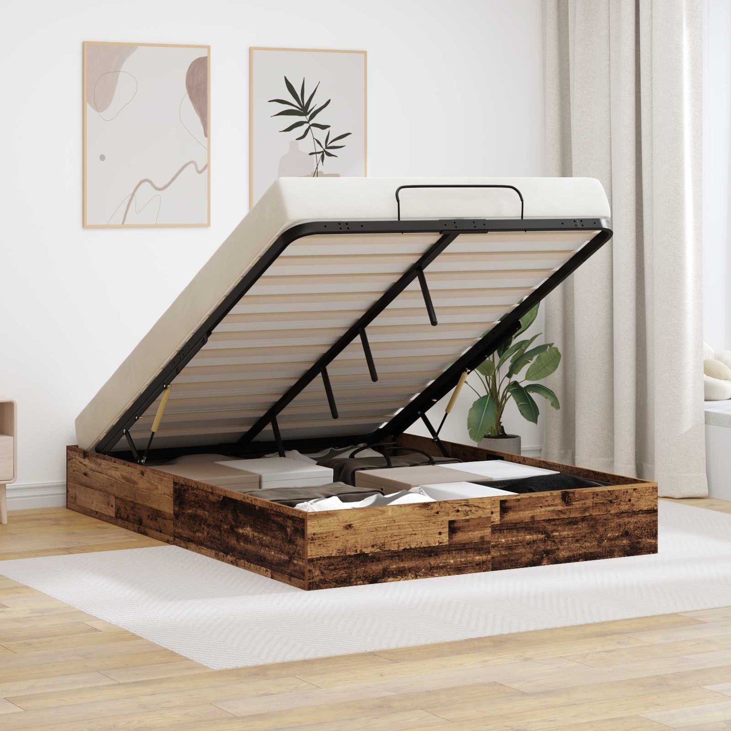 Ottoman Bed Frame Old Wood 193 x 120 x 25 cm Engineered Wood