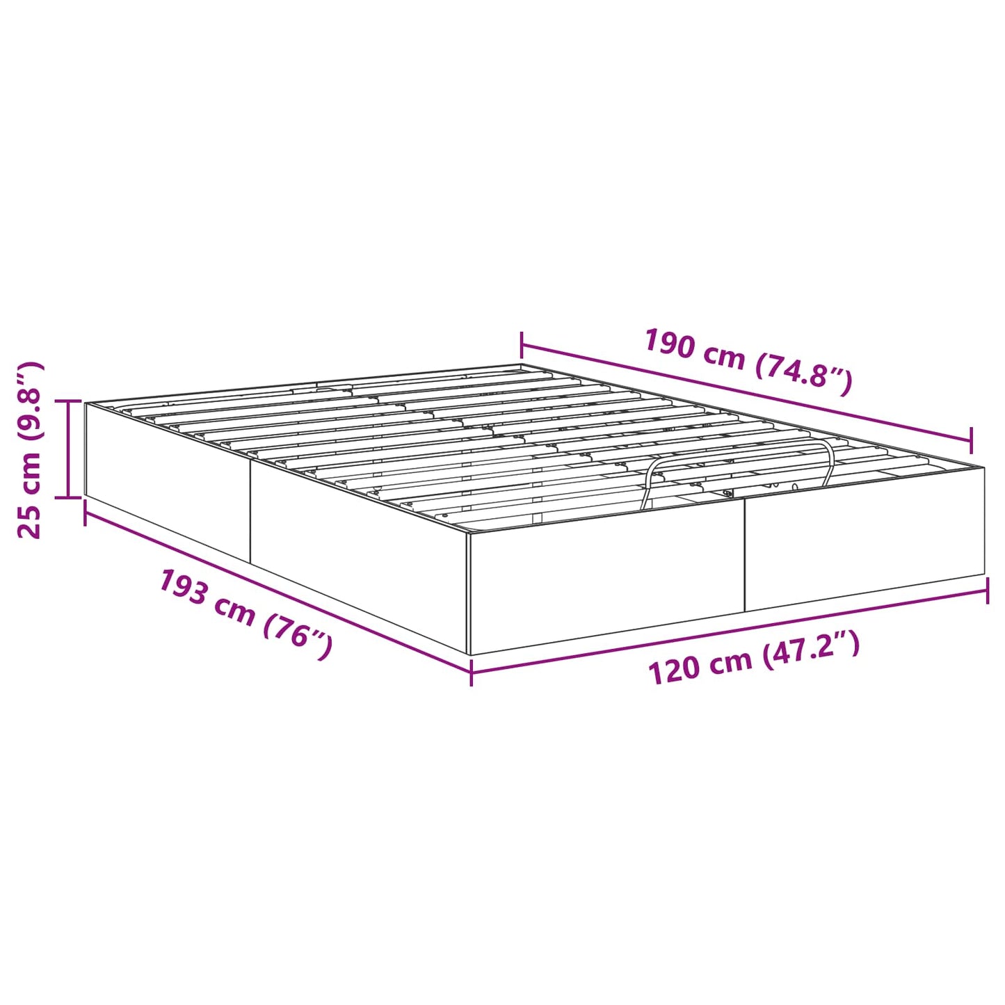 Ottoman Bed Frame Artisan Oak 120 x 190 cm Engineered Wood