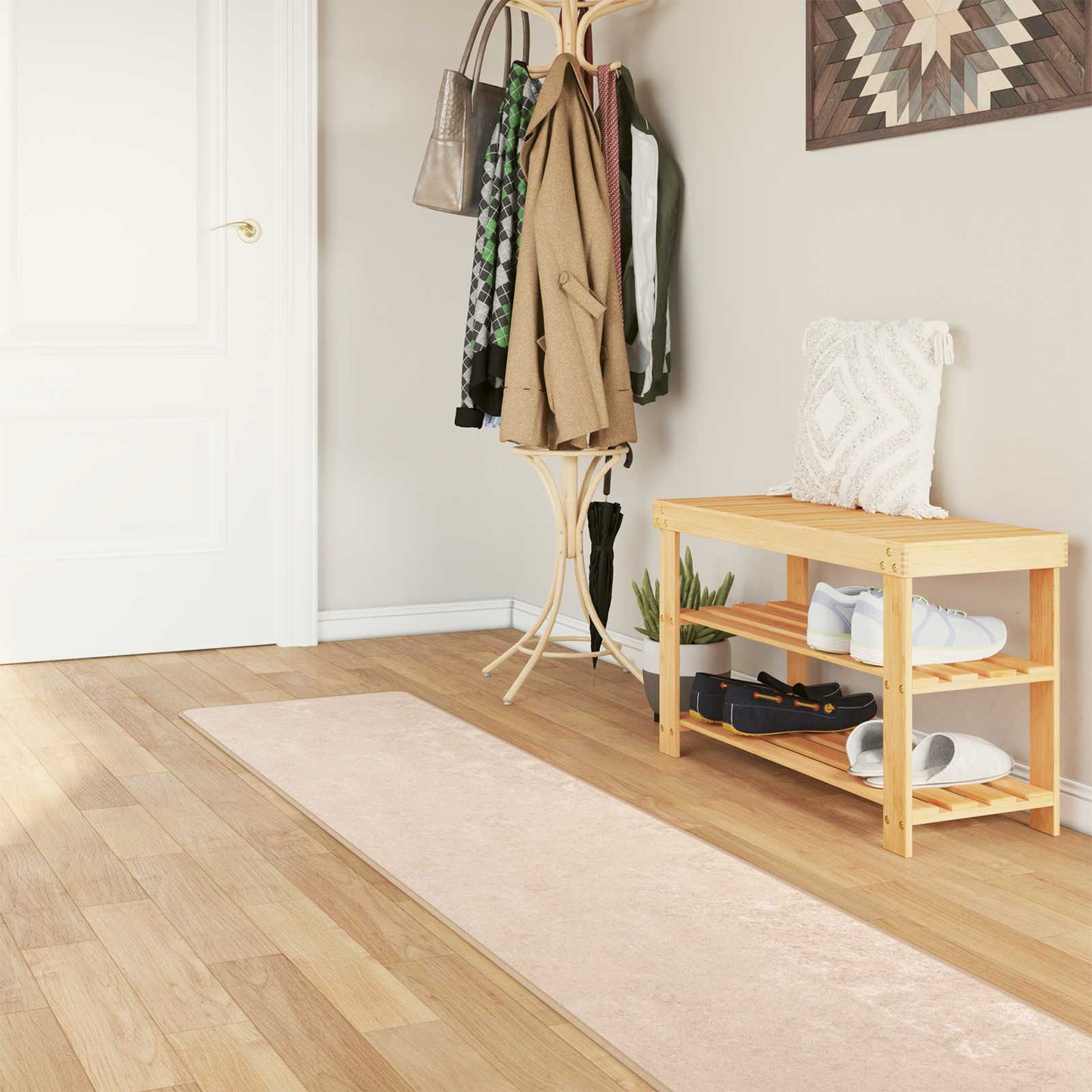 Rug Runner MARSA Cream 50 x 450 cm Polyester and PVC