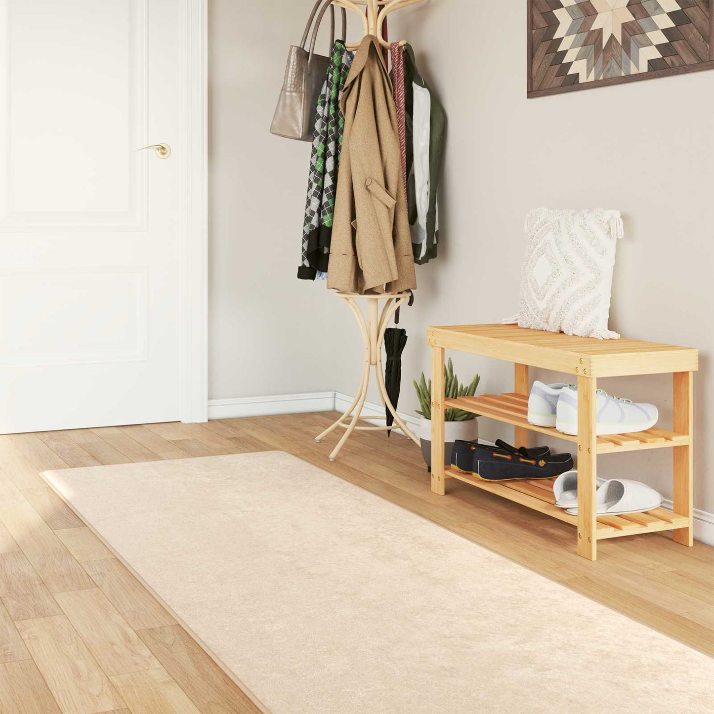 Rug Runner MARSA Cream 80 x 400 cm Polyester and PVC