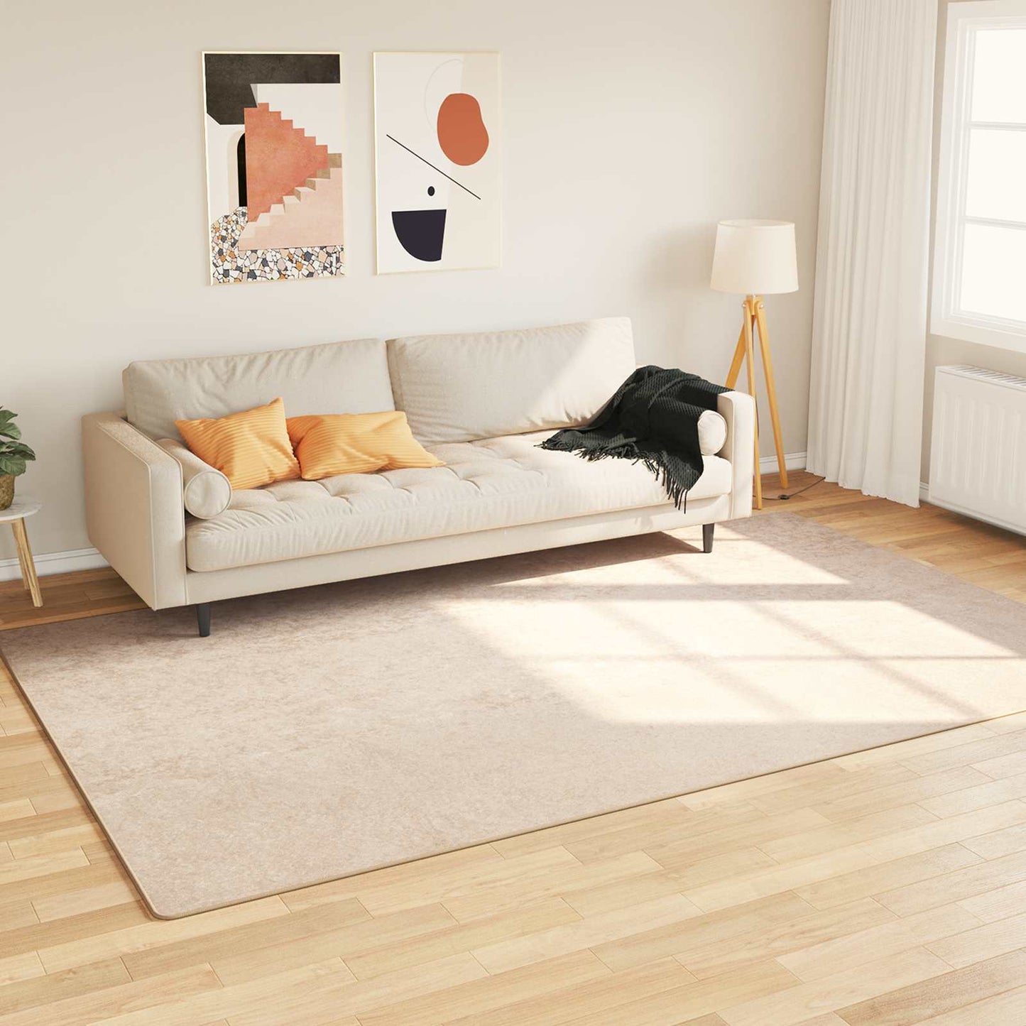Rug Runner MARSA Cream 190 x 300 cm Polyester and PVC