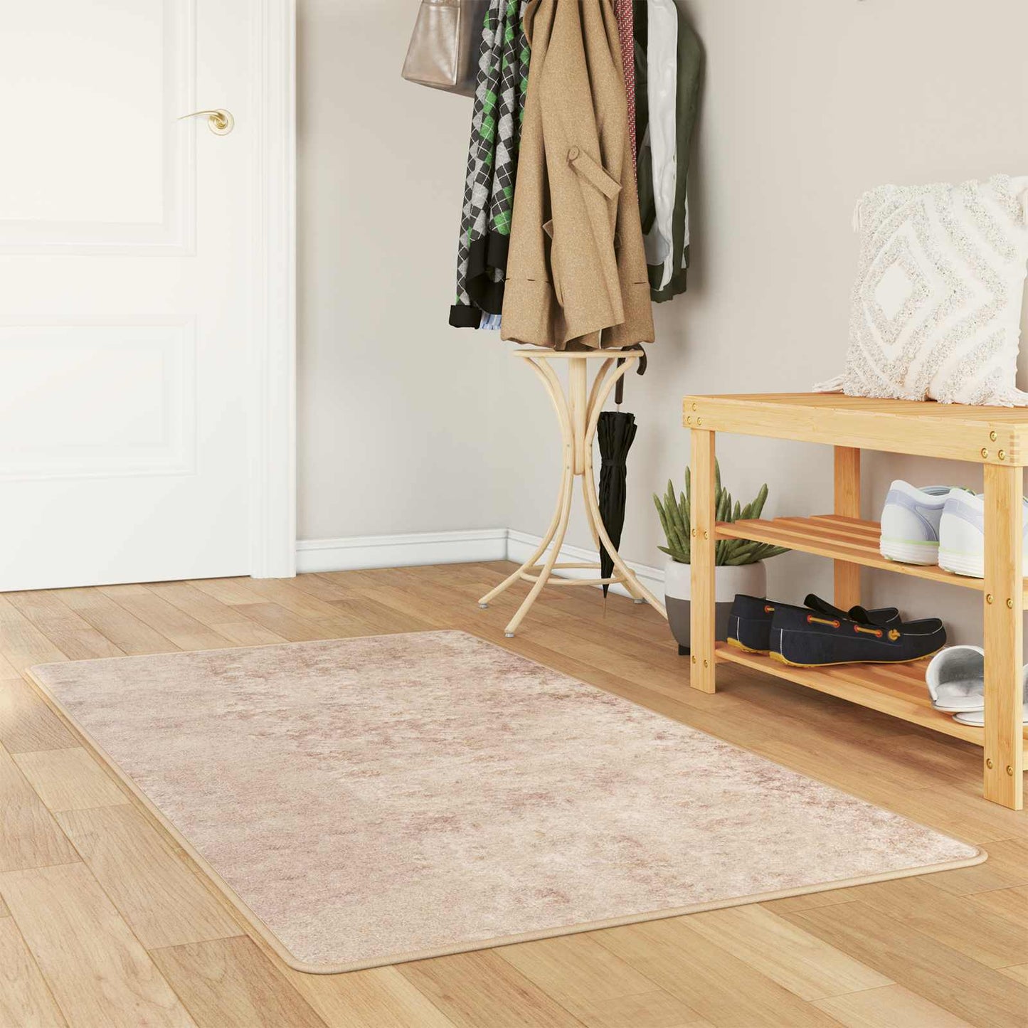 Rug Runner MARSA Beige 80 x 150 cm Polyester and PVC