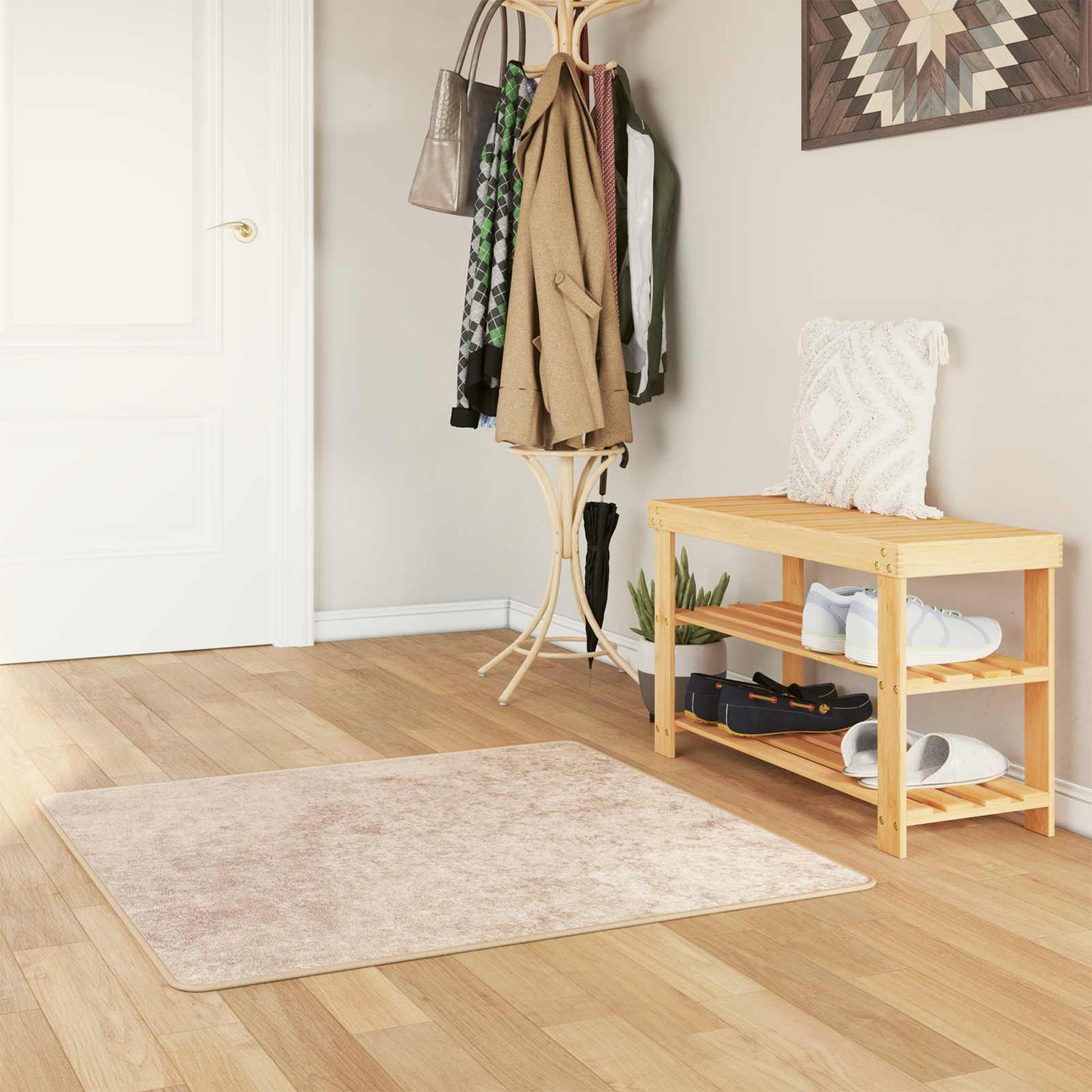 Rug Runner MARSA Beige 100 x 100 cm Polyester and PVC
