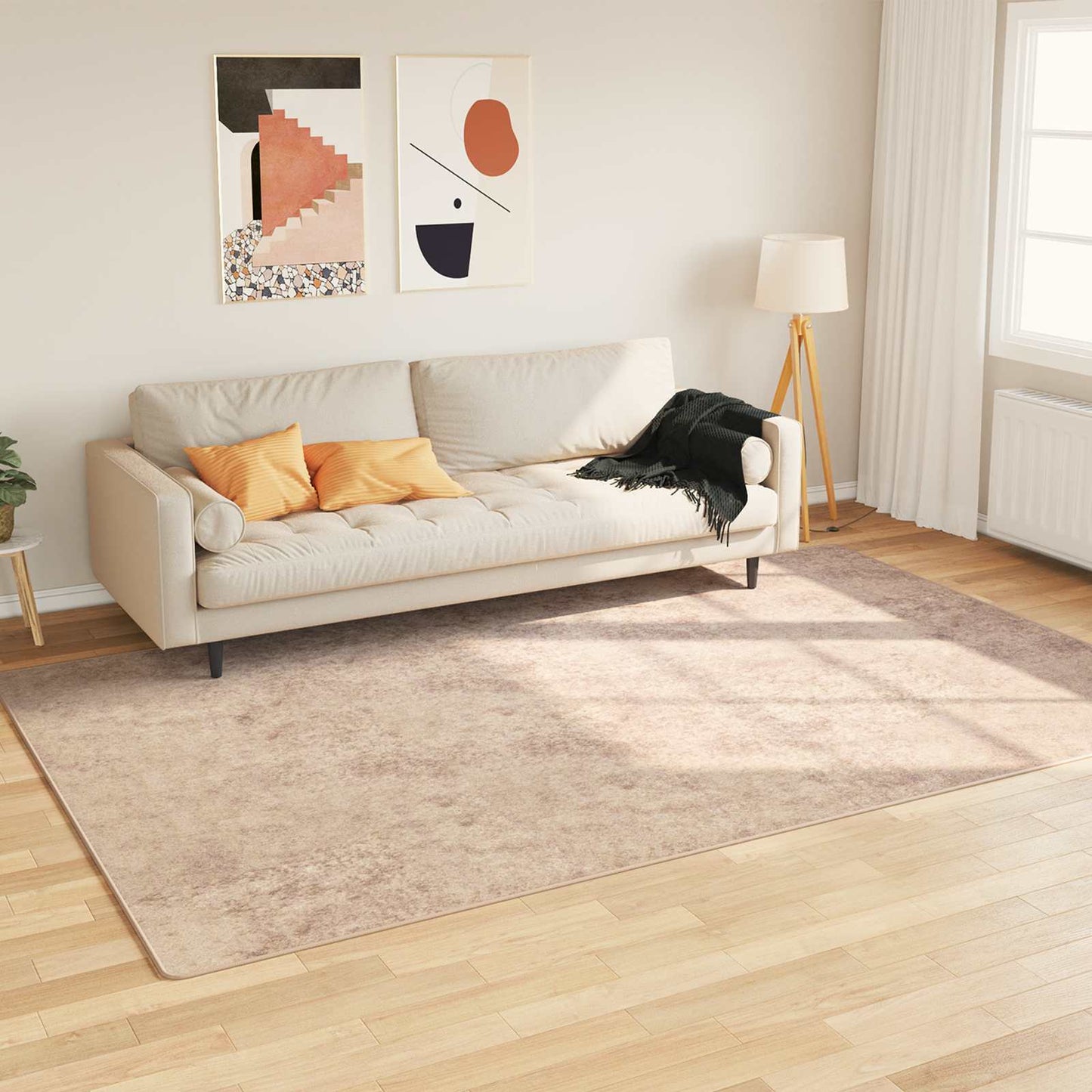 Rug Runner MARSA Beige 150 x 230 cm Polyester and PVC