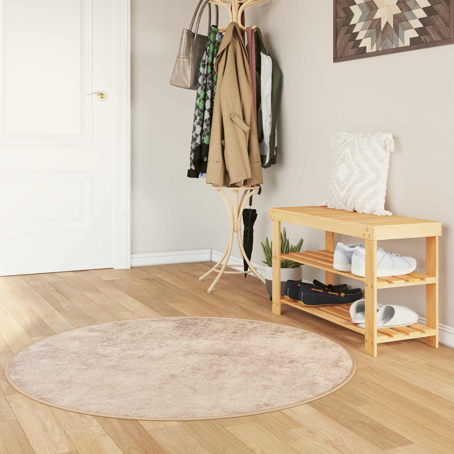 Rug Runner MARSA Beige 120 x 120 cm Polyester and PVC