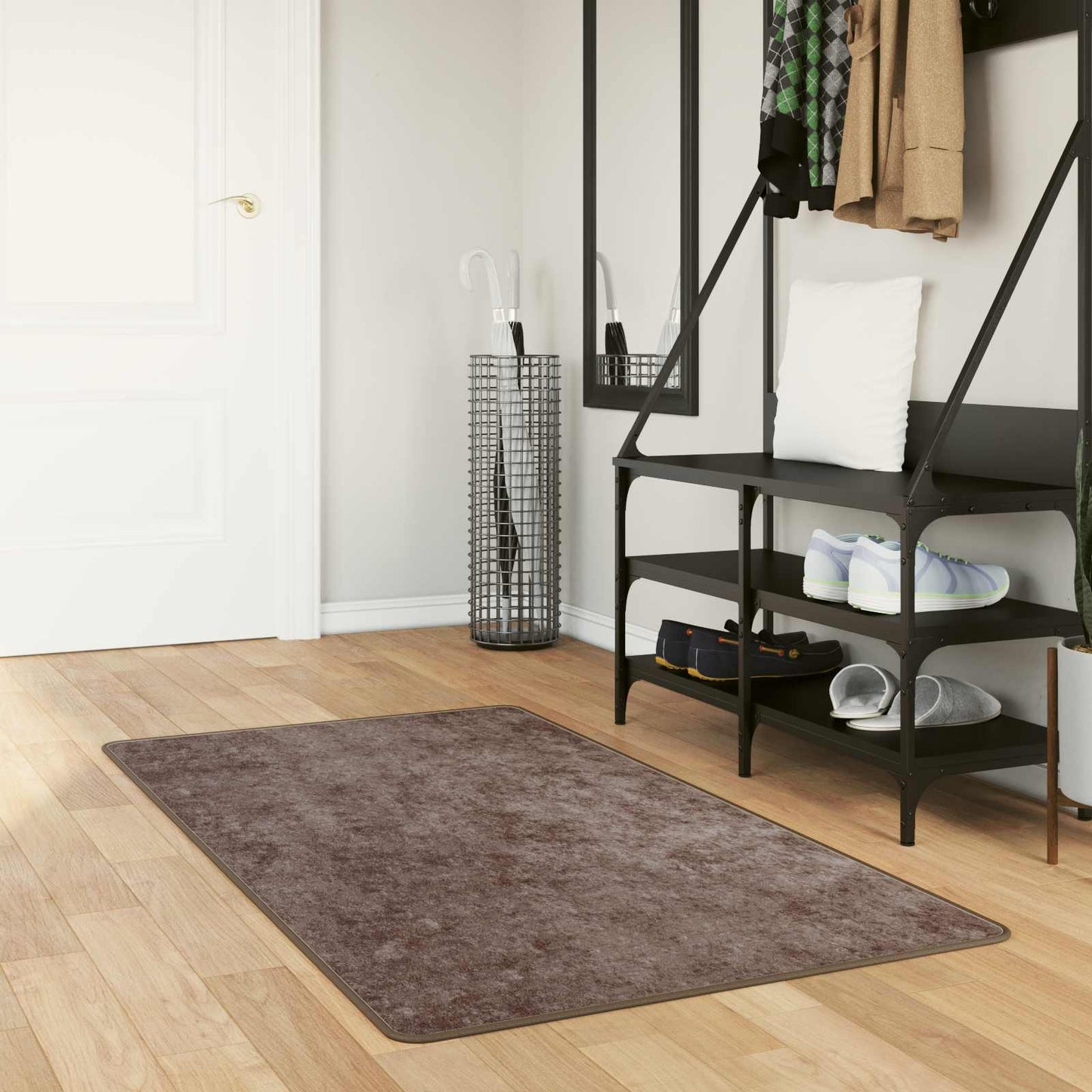 Rug Runner MARSA Grey 80 x 150 cm Polyester and PVC