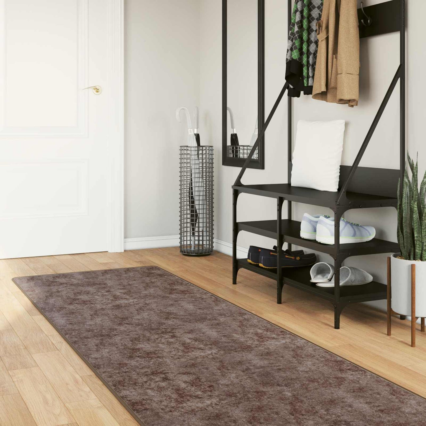 Rug Runner MARSA Grey 100 x 350 cm Polyester and PVC