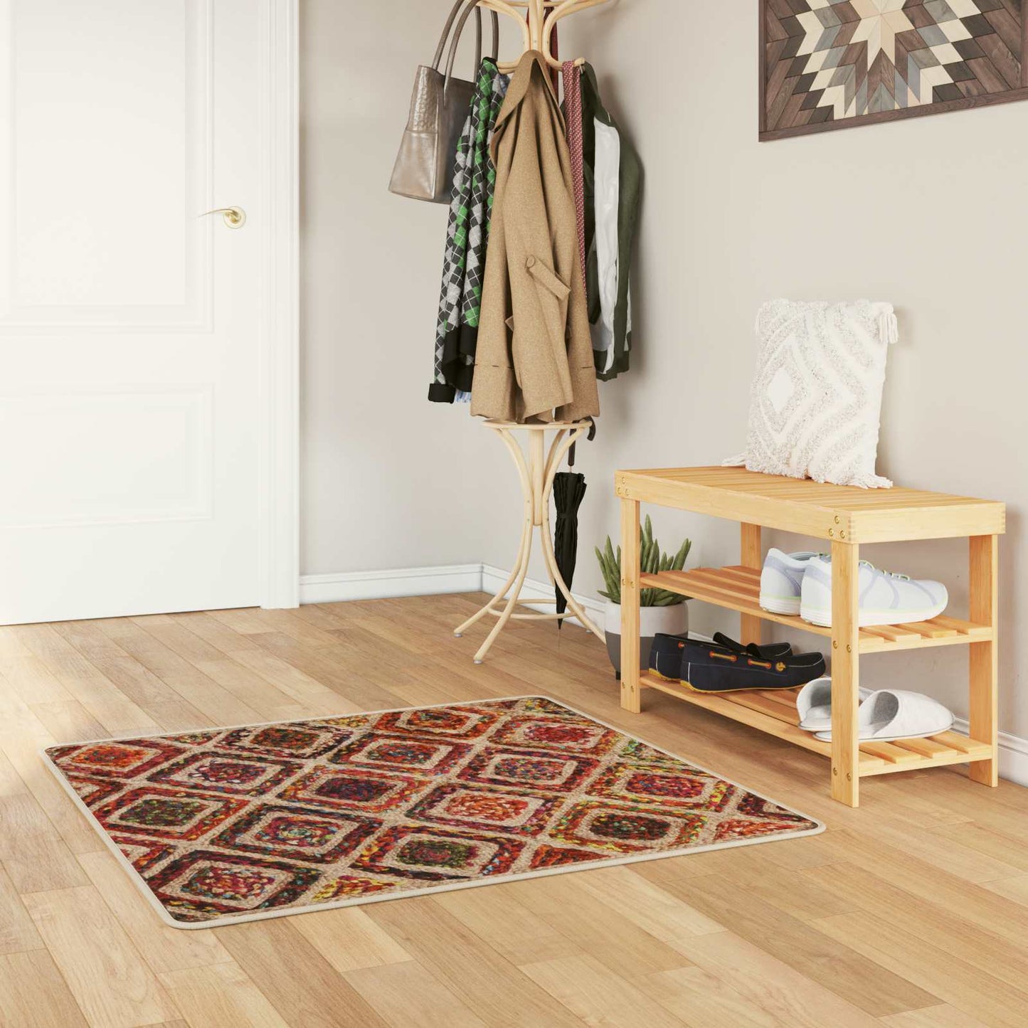 Rug Runner MARSA Multicolour 100 x 100 cm Polyester and PVC