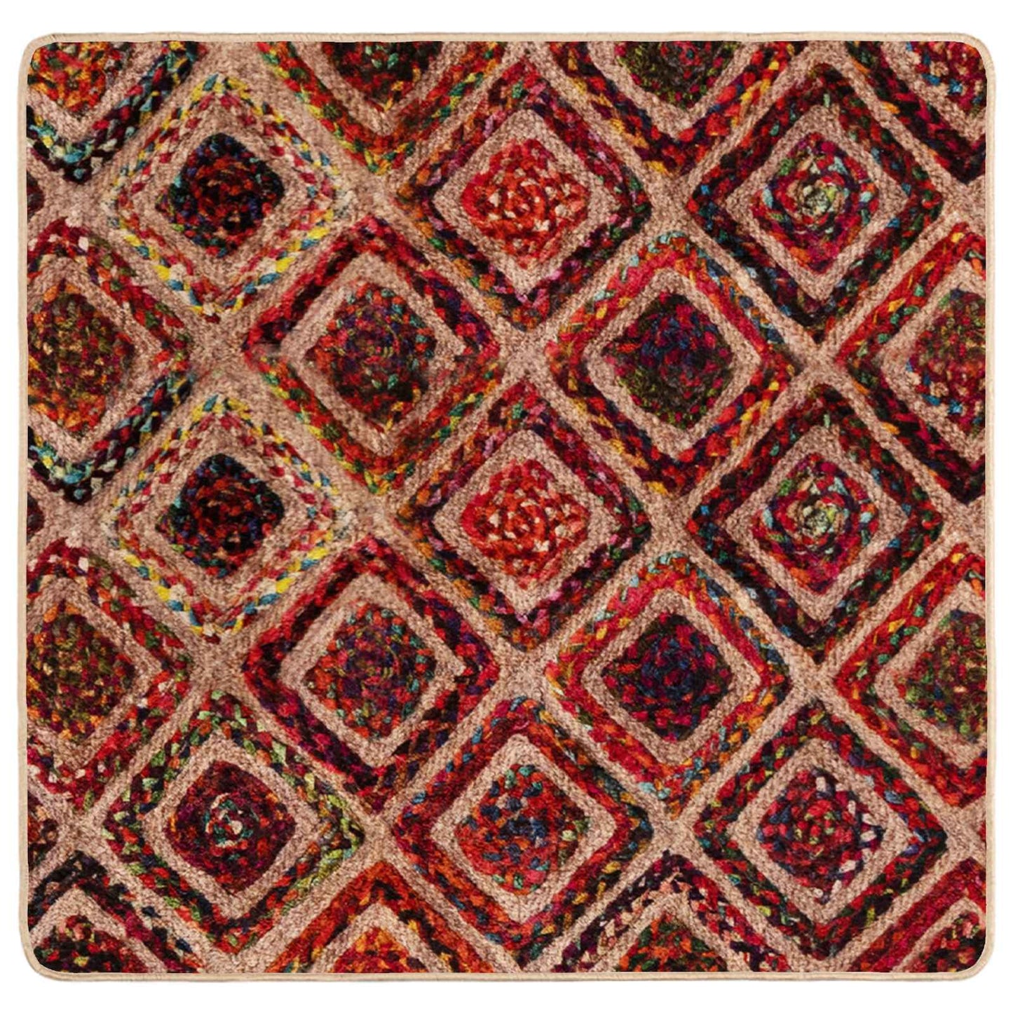 Rug Runner MARSA Multicolour 100 x 100 cm Polyester and PVC
