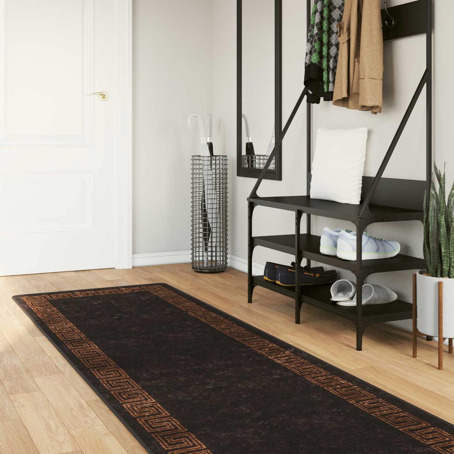 Rug Runner MARSA Black 100 x 350 cm Polyester and PVC