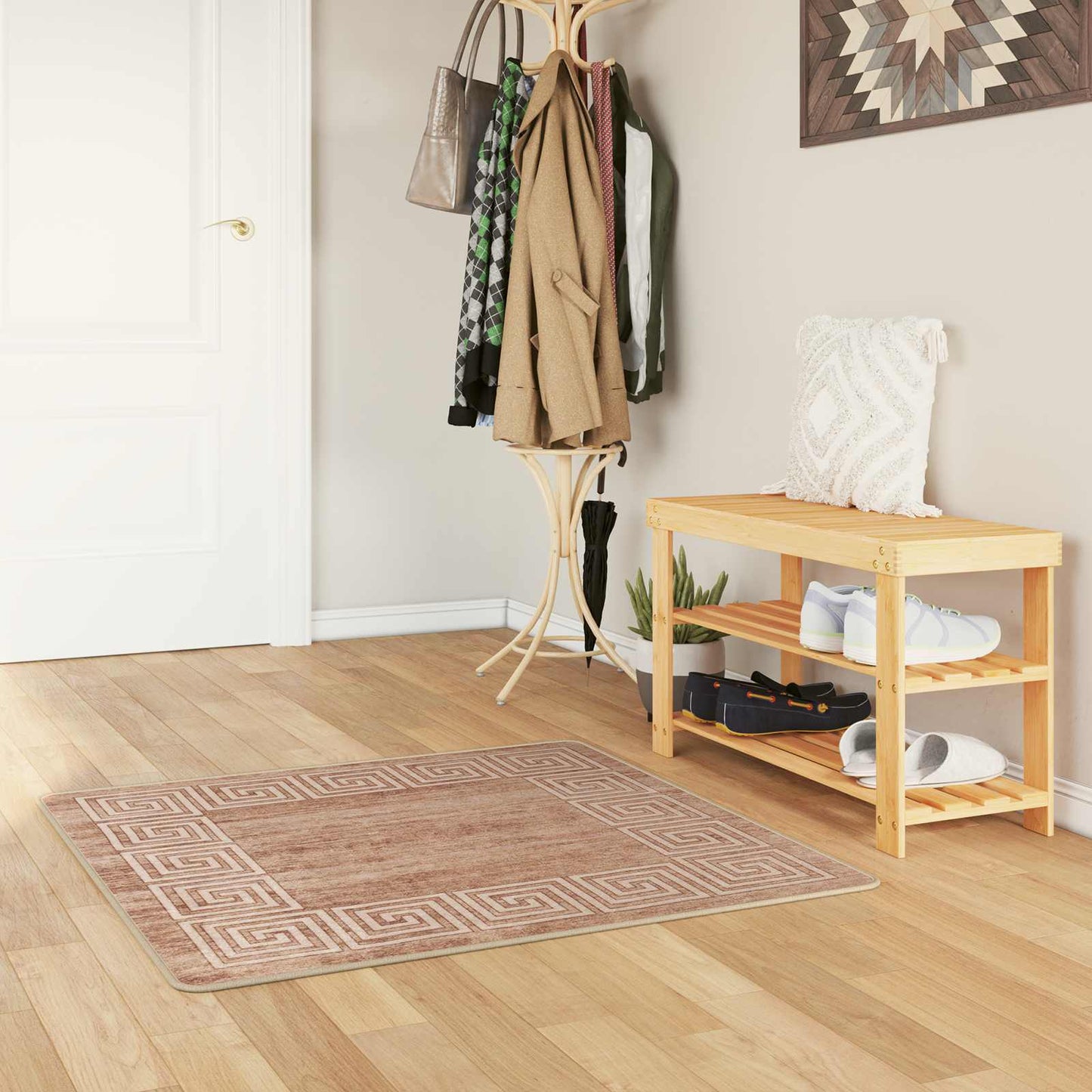Rug Runner MARSA White 100 x 100 cm Polyester and PVC