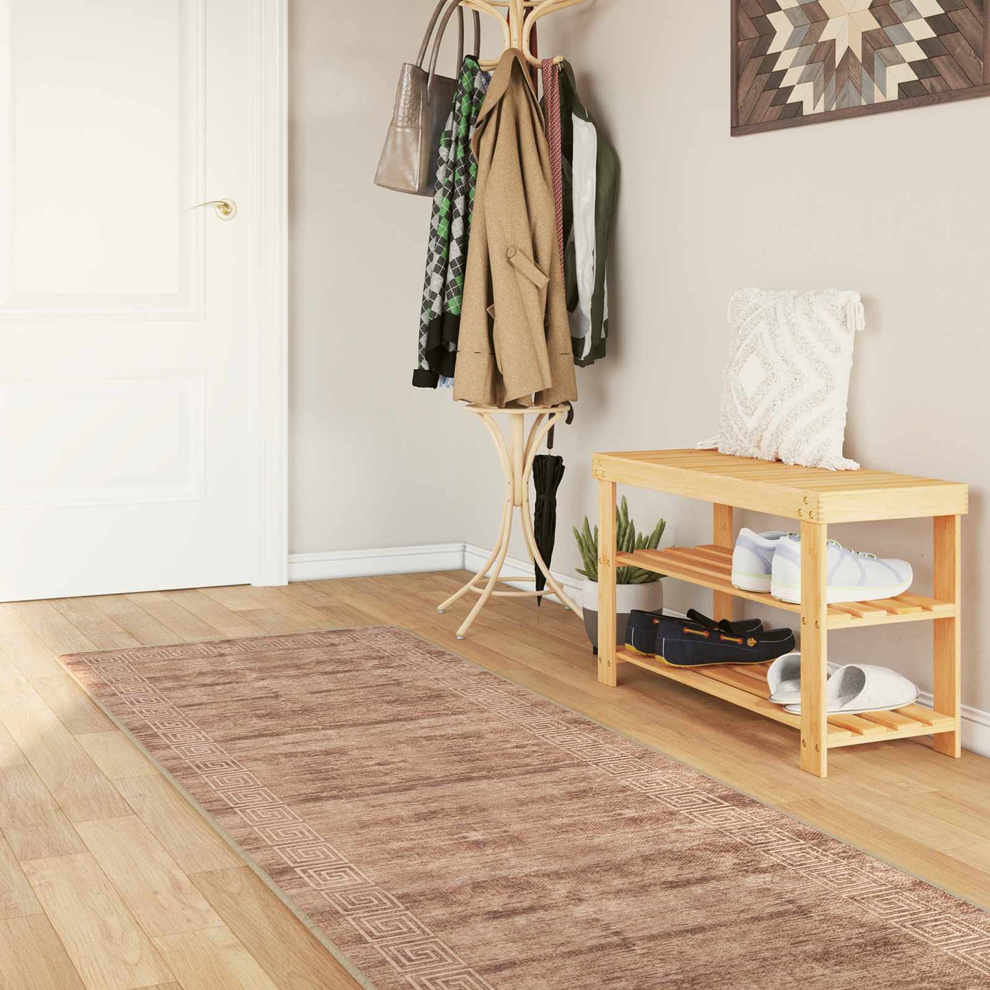 Rug Runner MARSA White 100 x 350 cm Polyester and PVC