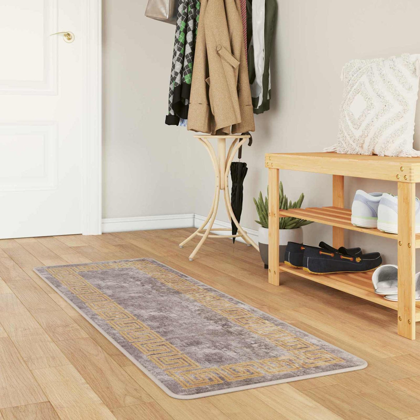 Rug Runner MARSA Grey 50 x 150 cm Polyester and PVC