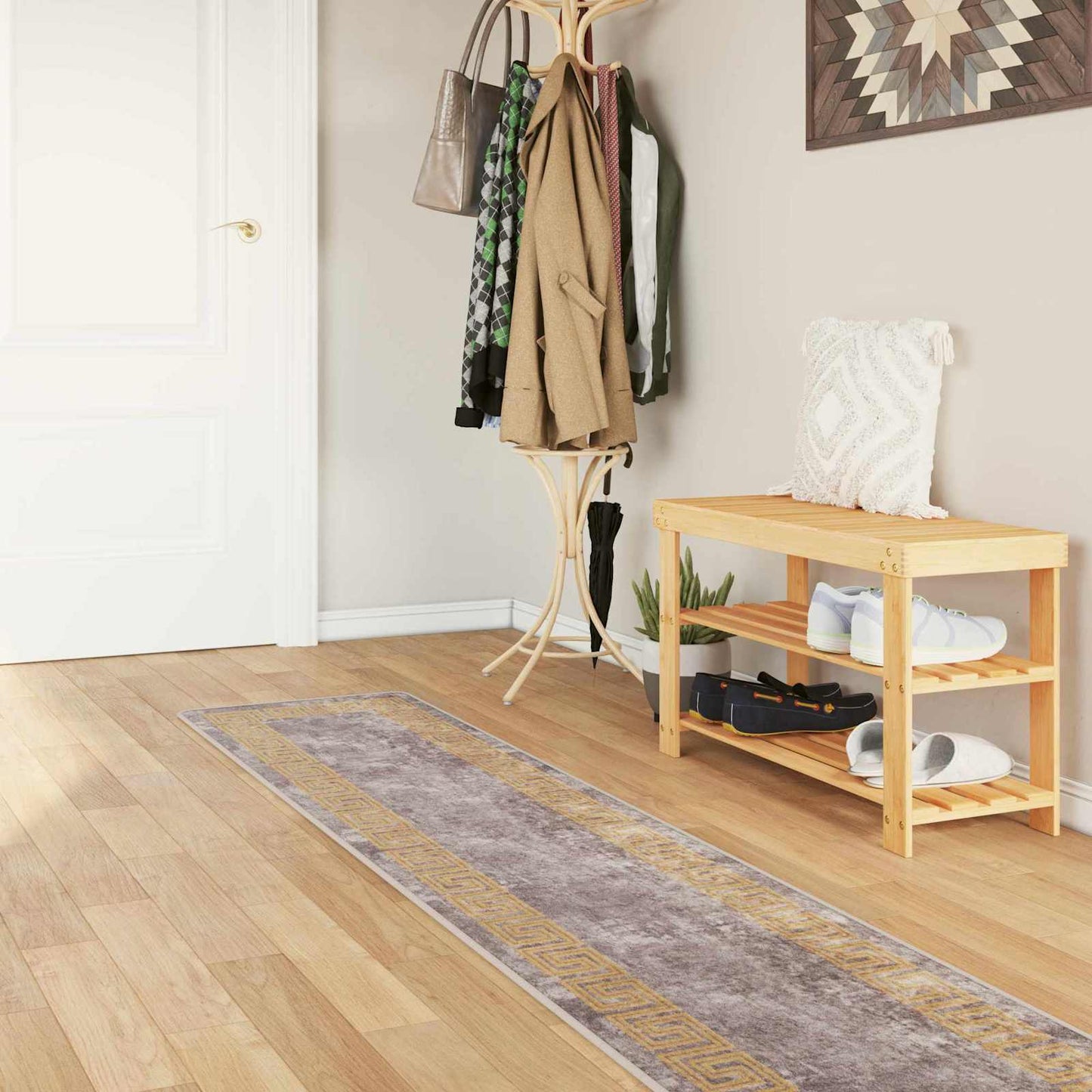 Rug Runner MARSA Grey 50 x 450 cm Polyester and PVC