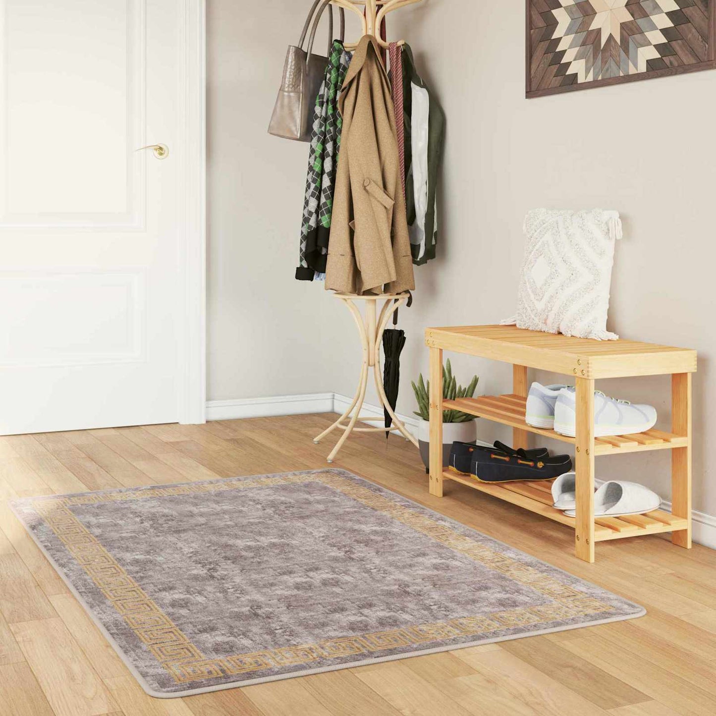 Rug Runner MARSA Grey 80 x 200 cm Polyester and PVC