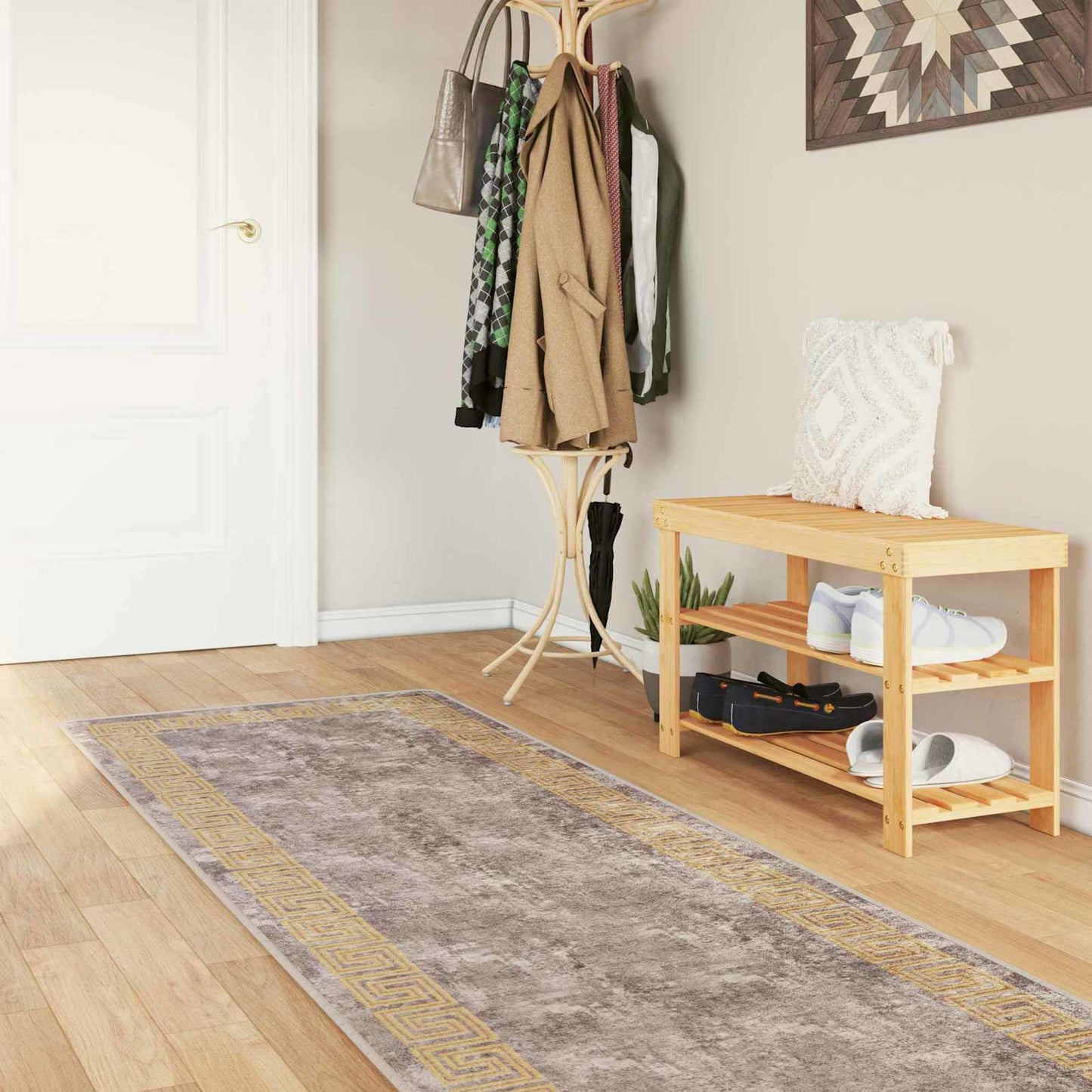 Rug Runner MARSA Grey 100 x 400 cm Polyester and PVC