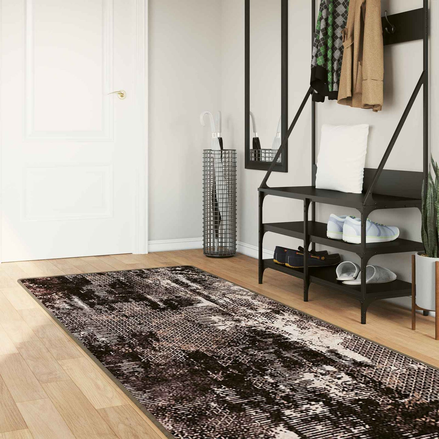 Rug Runner MARSA Black 80 x 250 cm Polyester and PVC