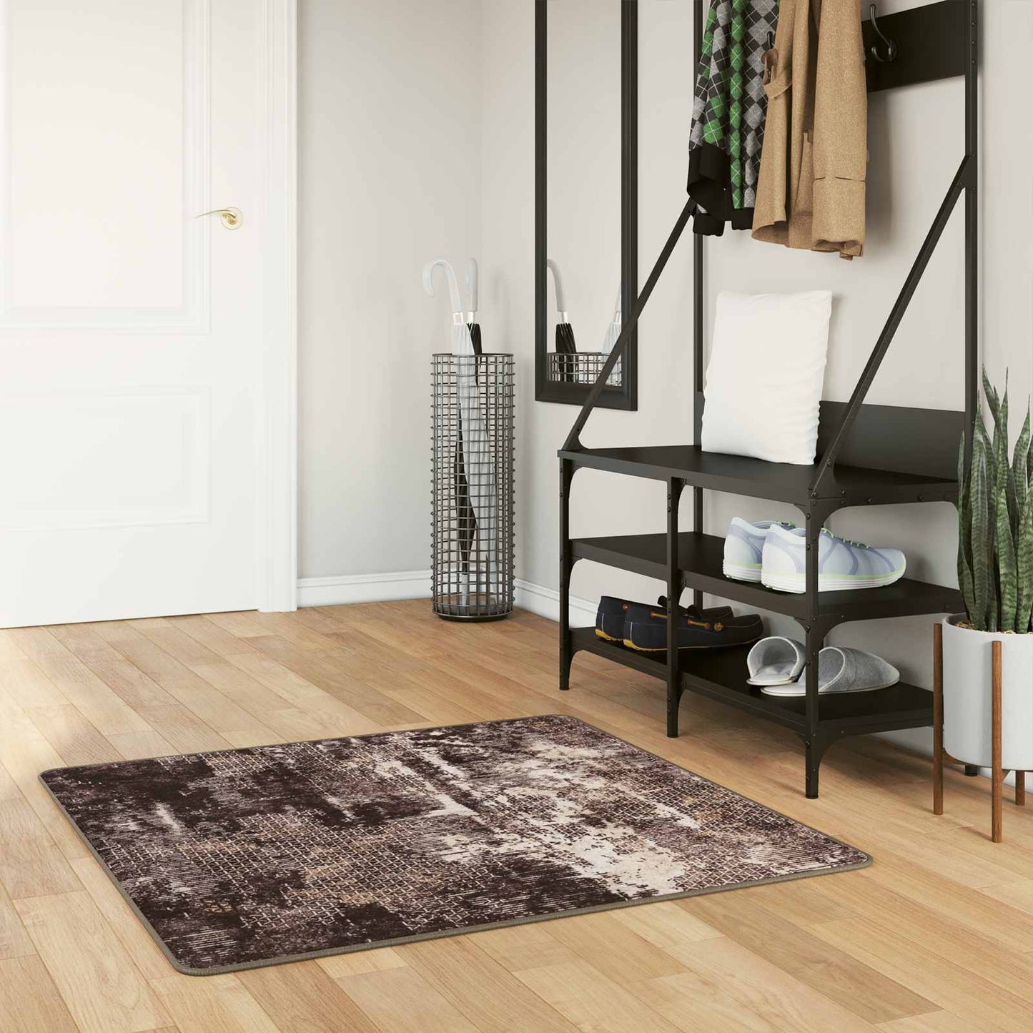 Rug Runner MARSA Black 100 x 100 cm Polyester and PVC