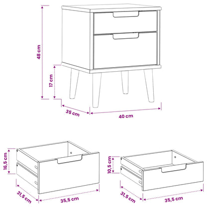 Bedside Cabinet Caramel 40 x 35 x 48 cm Solid Pine Wood