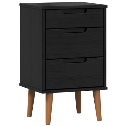 Bedside Cabinet MOLDE Black 40 x 35 x 65 cm Solid Pine Wood